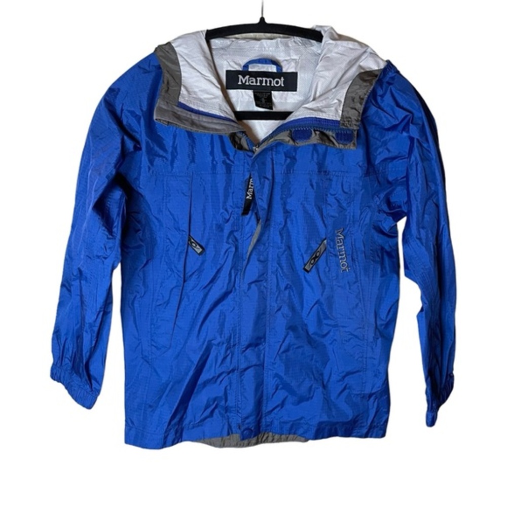 Marmot Kids‎ Blue Grey Windbreaker with Hoodie Size Medium